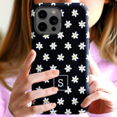 Schattige Bloemen Zwart Grass Lelie Patroon Monogr Case-Mate iPhone Case