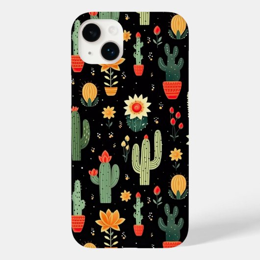 Schattige bloemencactuspatroon Case-Mate iPhone case (Achterkant)