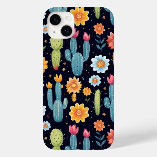 Schattige bloemencactuspatroon Case-Mate iPhone case (Achterkant)