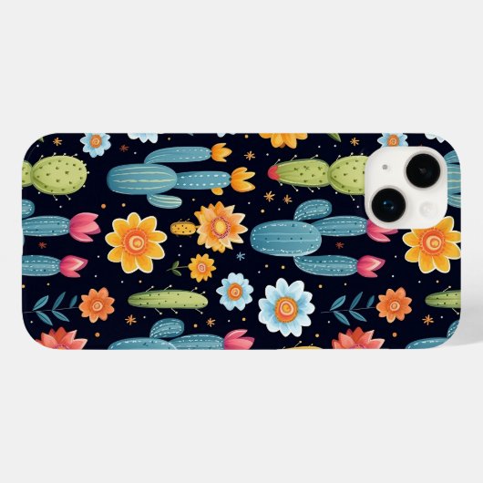 Schattige bloemencactuspatroon Case-Mate iPhone case (Achterkant (horizontaal))