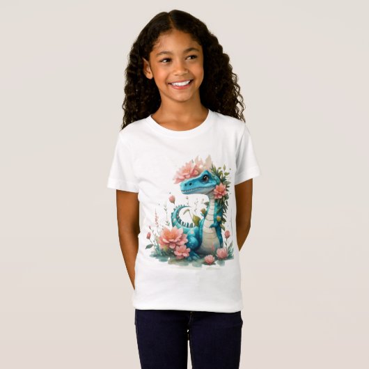 Schattige bloemendinosaurus t-shirt (Voorkant volledig)