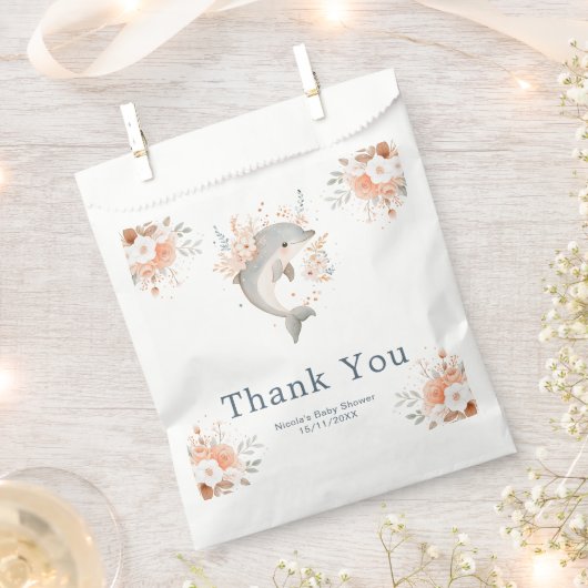 Schattige bloemendolfijn baby shower bedankzakje (Geknipt)