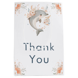 Schattige bloemendolfijn baby shower medium cadeauzakje