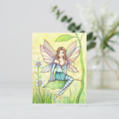 Schattige Bloemenfee Fantasie Kunst Briefkaart (Staand voorkant)