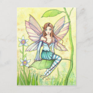 Schattige Bloemenfee Fantasie Kunst Briefkaart