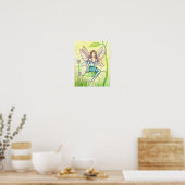 Schattige Bloemenfee Fantasie Kunst Poster (Keuken)
