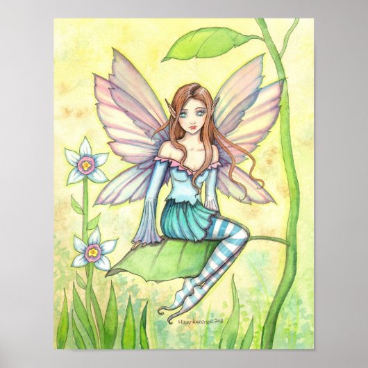 Schattige Bloemenfee Fantasie Kunst Poster (Voorkant)