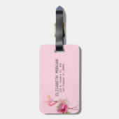 Schattige bloemenflamingo bagagelabel (Achterkant verticaal)