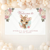 Schattige bloemengiraffe babyshower welkom spandoek