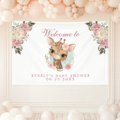 Schattige bloemengiraffe babyshower welkom spandoek
