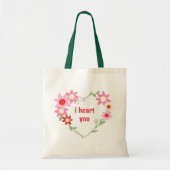 Schattige bloemenhart Valentijnsdag quote Canvas t Tote Bag (Voorkant)