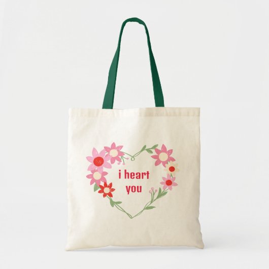 Schattige bloemenhart Valentijnsdag quote Canvas t Tote Bag (Voorkant)