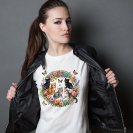 "Schattige Bloemenkat T-shirt
