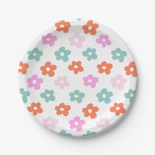 Schattige bloemenpatroon Baby shower Papieren Bordje (Voorkant)