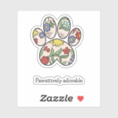 schattige bloemenpootafdruk sticker (Vel)