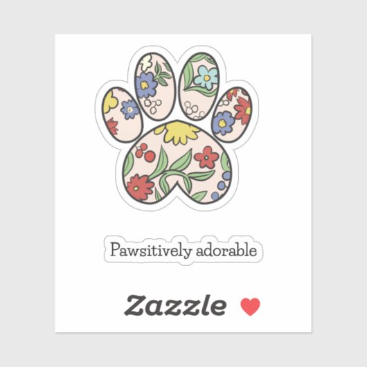 schattige bloemenpootafdruk sticker (Vel)