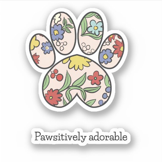 schattige bloemenpootafdruk sticker (Voorkant)