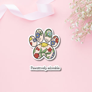 schattige bloemenpootafdruk sticker