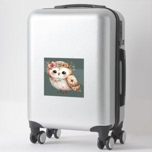 Schattige bloemenuil met strik sticker