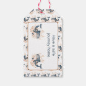 Schattige bloemenvormige walvis babyshower cadeaulabel (Achterkant)