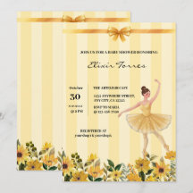 Schattige Bloemgeel Ballerina Ribbon Baby shower