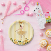 Schattige Bloemgeel Ballerina Ribbon Baby shower Papieren Bordje (Feest)