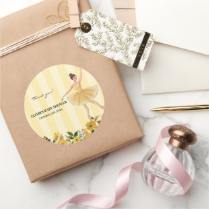 Schattige Bloemgeel Ballerina Ribbon Baby shower Ronde Sticker