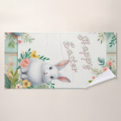 Schattige, bloemig blij paashaas badhanddoek (Badhanddoek)