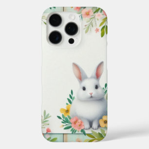 Schattige, bloemig blij paashaas iPhone 16 pro hoesje