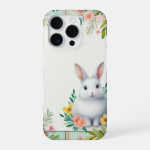 Schattige, bloemig blij paashaas iPhone 16 pro hoesje