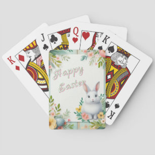 Schattige, bloemig blij paashaas pokerkaarten