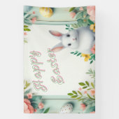 Schattige, bloemig blij paashaas spandoek (Verticaal)