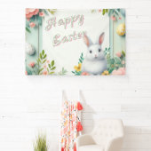 Schattige, bloemig blij paashaas spandoek (Insitu)