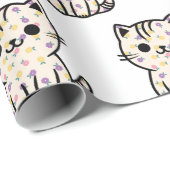 Schattige bloemig kat cadeaupapier (Rol Hoek)
