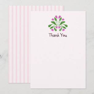 Schattige bloemige art nouveau roze babyshower bedankkaart