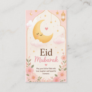 Schattige bloemige Eid Mubarak halvemaan kaart Visitekaartje