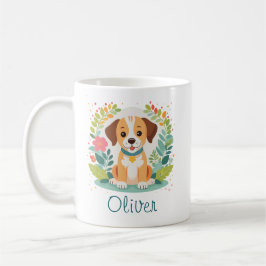 Schattige bloemige hond puppy koffiemok