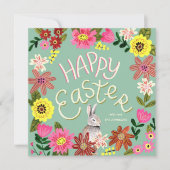 Schattige bloemige Pasen Feestdagenkaart (Voorkant)