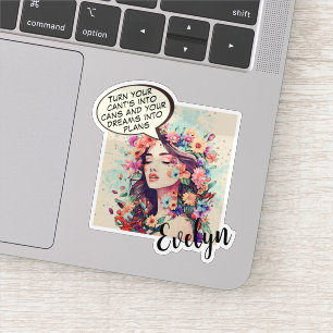 Schattige bloemige popart ‘Maak van je dromen plan Sticker