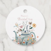 Schattige bloemige theepartij Bruidsjurk  Bedankjes Labels (Voorkant)