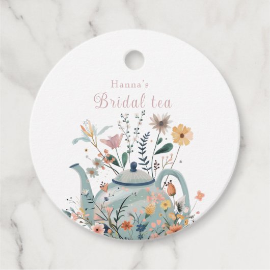Schattige bloemige theepartij Bruidsjurk  Bedankjes Labels (Voorkant)