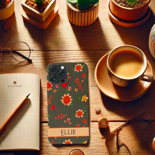 Schattige bloemige vintage gepersonaliseerde naam  Case-Mate iPhone case