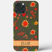Schattige bloemige vintage gepersonaliseerde naam  Case-Mate iPhone case (Achterkant)