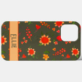 Schattige bloemige vintage gepersonaliseerde naam  Case-Mate iPhone case (Achterkant (horizontaal))