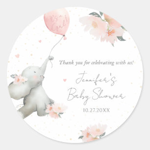 Schattige bloemige watercolor olifant met ballon ronde sticker