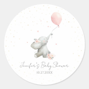 Schattige bloemige waterverf olifant met ballon ronde sticker