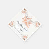 Schattige bloemige zeester babyshower servet (Hoek)