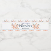Schattige bloemige zeester babyshower waterfles etiket (Enkel label)