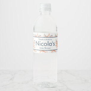 Schattige bloemige zeester babyshower waterfles etiket