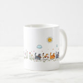 Schattige bloemkat parade waterverf mok | Whimsica (Voorkant rechts)